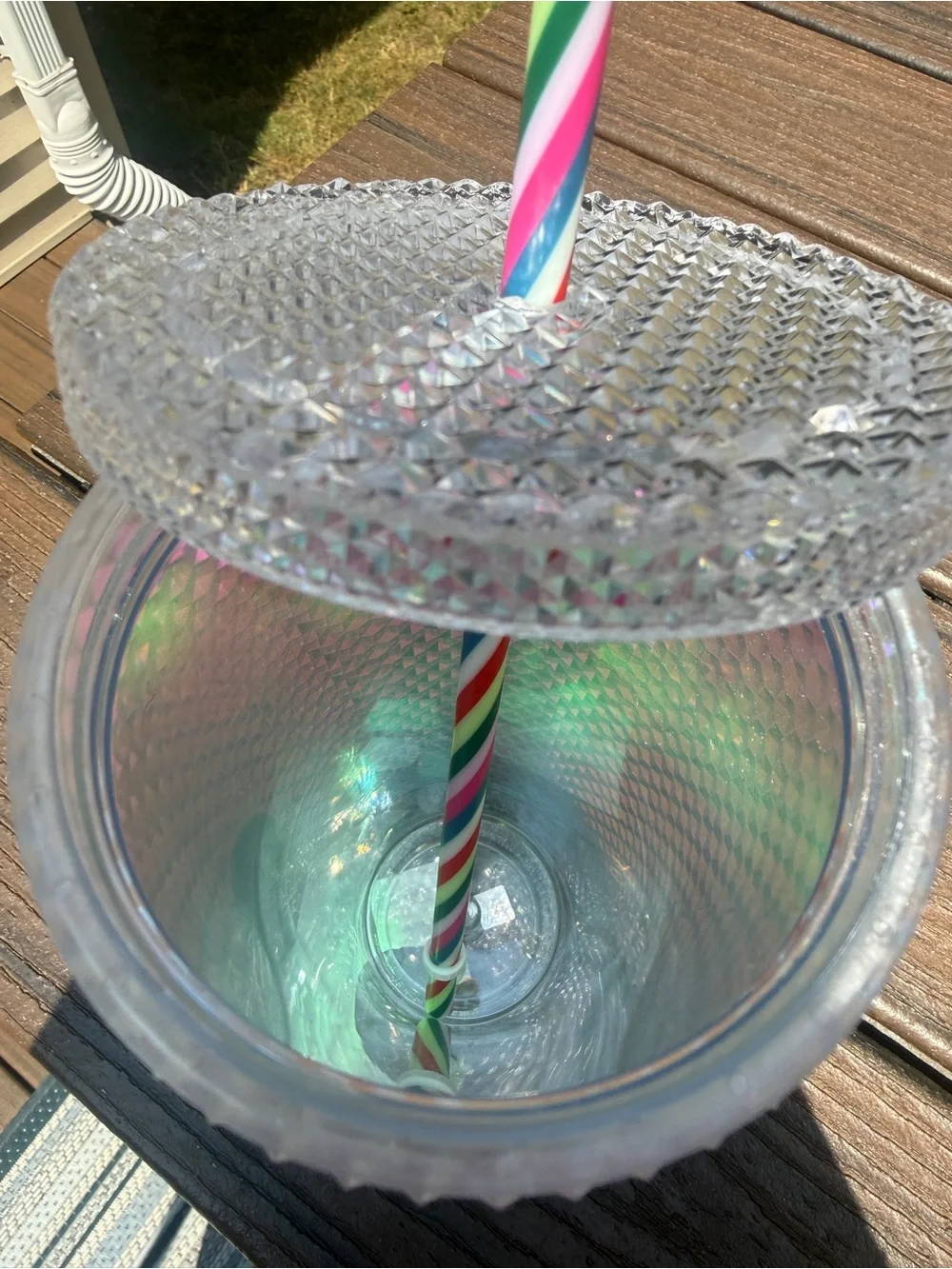 NFL New England Patriot's Iridescent Studded Tumbler with Multicolor Straw